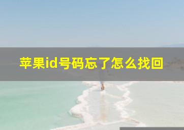 苹果id号码忘了怎么找回