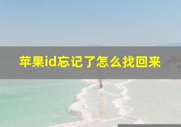 苹果id忘记了怎么找回来