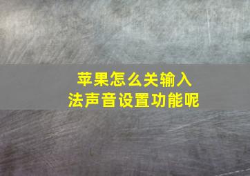 苹果怎么关输入法声音设置功能呢