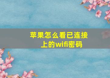 苹果怎么看已连接上的wifi密码