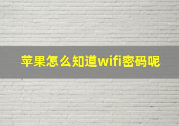 苹果怎么知道wifi密码呢