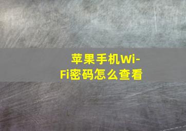 苹果手机Wi-Fi密码怎么查看