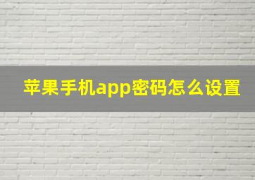 苹果手机app密码怎么设置