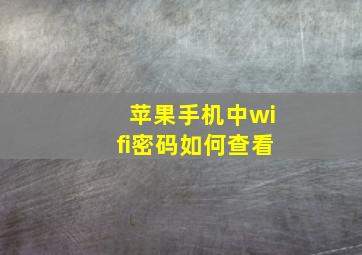 苹果手机中wifi密码如何查看