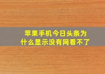 苹果手机今日头条为什么显示没有网看不了