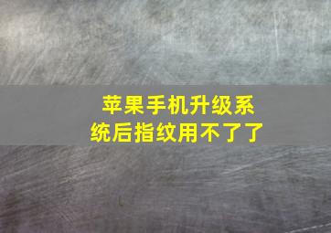 苹果手机升级系统后指纹用不了了