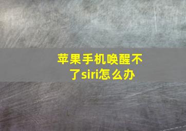 苹果手机唤醒不了siri怎么办