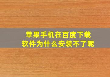 苹果手机在百度下载软件为什么安装不了呢