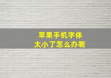 苹果手机字体太小了怎么办呢