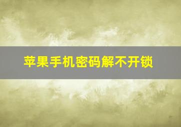 苹果手机密码解不开锁