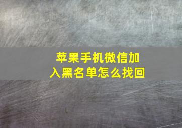 苹果手机微信加入黑名单怎么找回