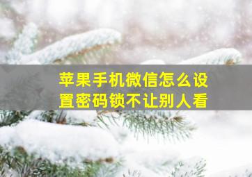 苹果手机微信怎么设置密码锁不让别人看