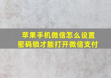 苹果手机微信怎么设置密码锁才能打开微信支付