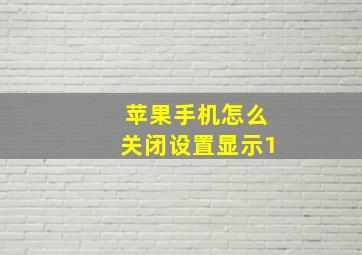 苹果手机怎么关闭设置显示1