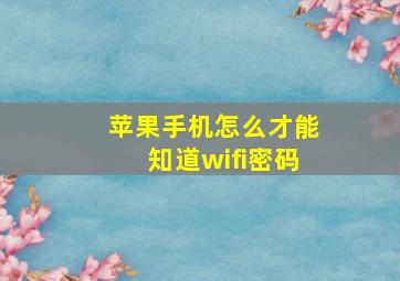 苹果手机怎么才能知道wifi密码