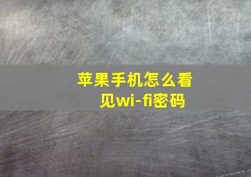 苹果手机怎么看见wi-fi密码