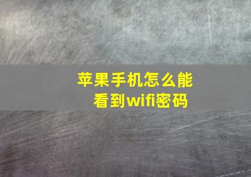 苹果手机怎么能看到wifi密码