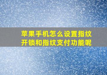 苹果手机怎么设置指纹开锁和指纹支付功能呢