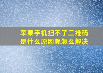 苹果手机扫不了二维码是什么原因呢怎么解决