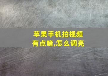 苹果手机拍视频有点暗,怎么调亮