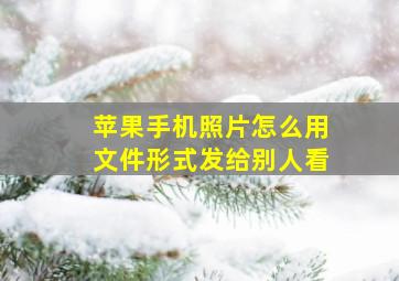 苹果手机照片怎么用文件形式发给别人看