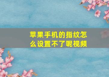 苹果手机的指纹怎么设置不了呢视频