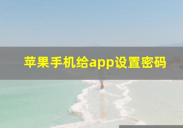 苹果手机给app设置密码