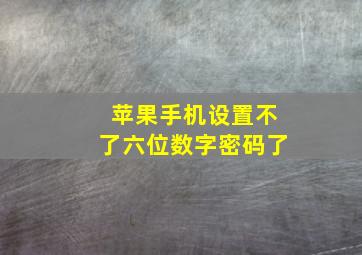 苹果手机设置不了六位数字密码了