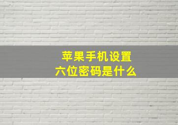 苹果手机设置六位密码是什么