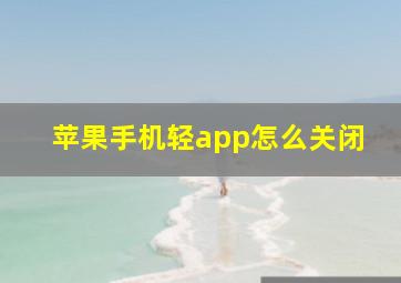 苹果手机轻app怎么关闭