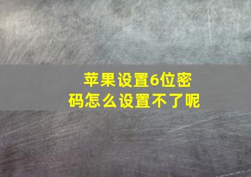 苹果设置6位密码怎么设置不了呢