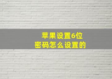 苹果设置6位密码怎么设置的