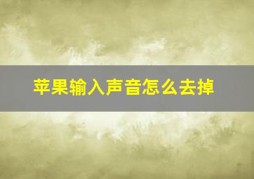 苹果输入声音怎么去掉