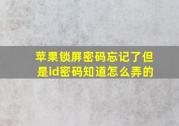 苹果锁屏密码忘记了但是id密码知道怎么弄的