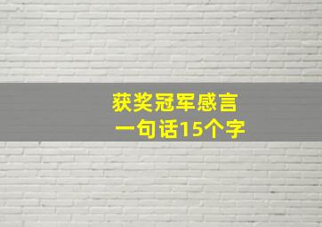 获奖冠军感言一句话15个字