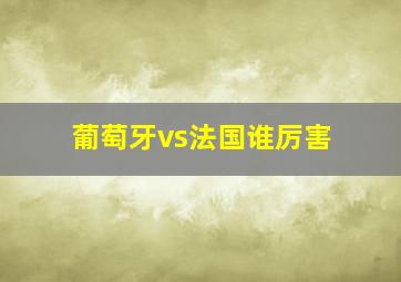 葡萄牙vs法国谁厉害