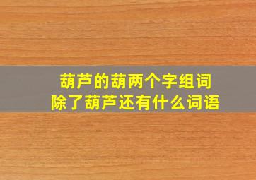 葫芦的葫两个字组词除了葫芦还有什么词语