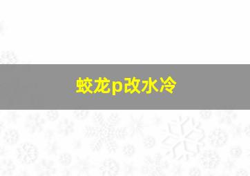 蛟龙p改水冷