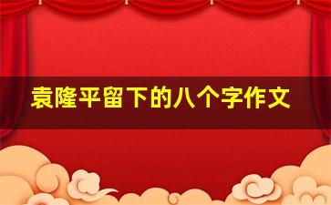 袁隆平留下的八个字作文