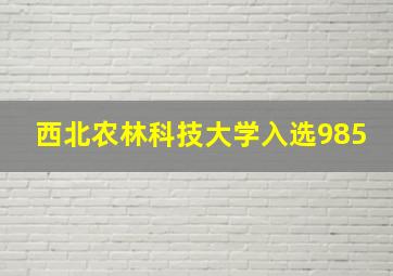 西北农林科技大学入选985