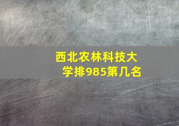 西北农林科技大学排985第几名