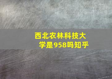 西北农林科技大学是958吗知乎