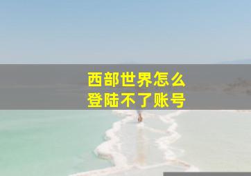 西部世界怎么登陆不了账号