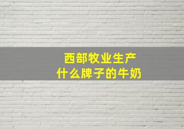 西部牧业生产什么牌子的牛奶