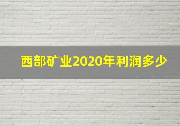 西部矿业2020年利润多少