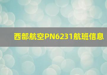 西部航空PN6231航班信息