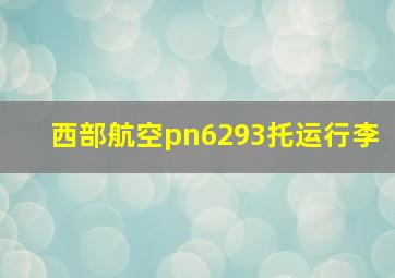 西部航空pn6293托运行李