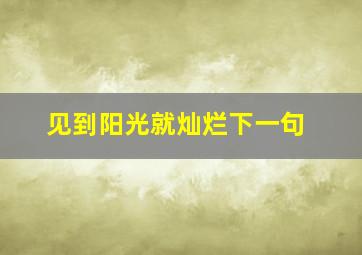 见到阳光就灿烂下一句