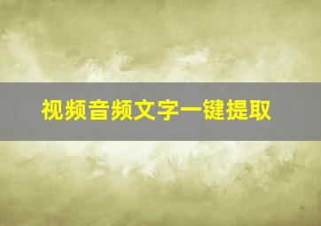 视频音频文字一键提取