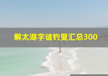 解太湖字谜钓叟汇总300